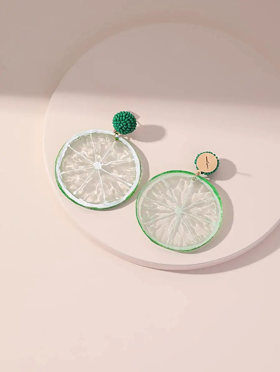 Pendientes colgantes informales de color verde lima para mujer