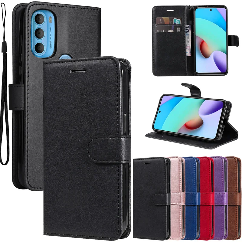 For Motorola Moto G71 G51 5G Case Luxury Solid Color Leather Funda For Moto G31 G41 E20 E30 E40 Edge 20 Pro Lite Cover Flip Capa