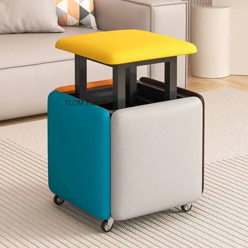 Moderner Kreativer 5-in-1 Sofa-Hocker Nordisches Wohnzimmermöbel Rubik's Cube Kombinations-Klapphocker Eisen-Aufbewahrungs-Ottoman