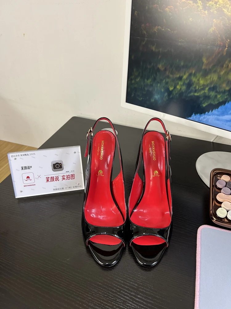 

Fish mouth open toe super high heels with a back strap, slim heel, European and American sexy women's plus size sandals