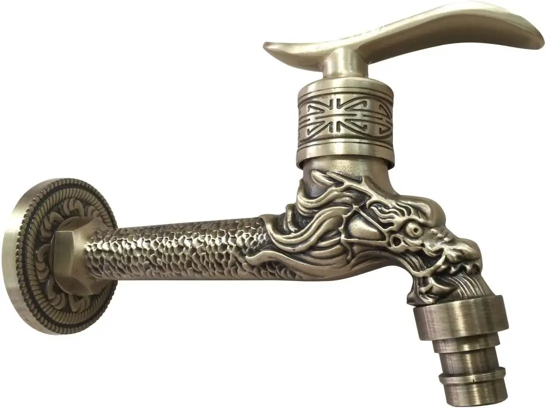 

Outdoor Faucet 5.5 in. Brass with Dragon Shaped Bibcock Decorative Garden
