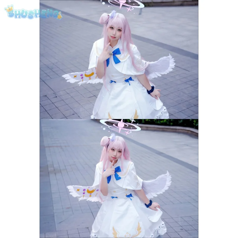 

Game Blue Archive Misono Mika Cosplay Costume Dress Wings Props Wig Set Halloween Party Women Lolita Misono Mika Uniform S-XXL