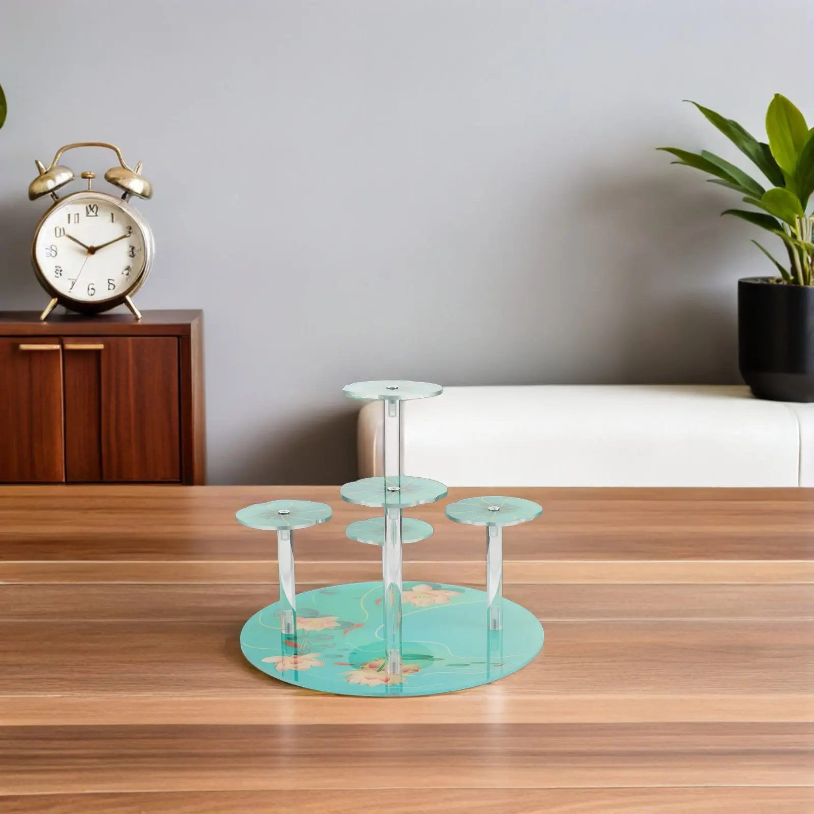Acrylic Display Riser Stand Lotus Design Multi-Tier Dessert Shelf Cupcake Display Rack Perfume Organizer Acrylic Jewelry Stand