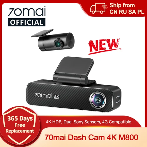 70mai Dash Cam 4K M800 2160P eMMC incorporado 128GB GPS ADAS soporte 24H protector de estacionamiento 4G Compatible versión mejorada. de 70mai M500
