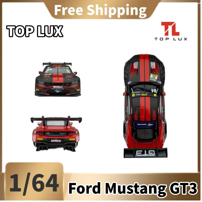[In Stock] Top Lux 1/64 Diecast Alloy Ford Mustang GT3 Race‑Car Model, No.64 Livery, Static Collectible Vehicle