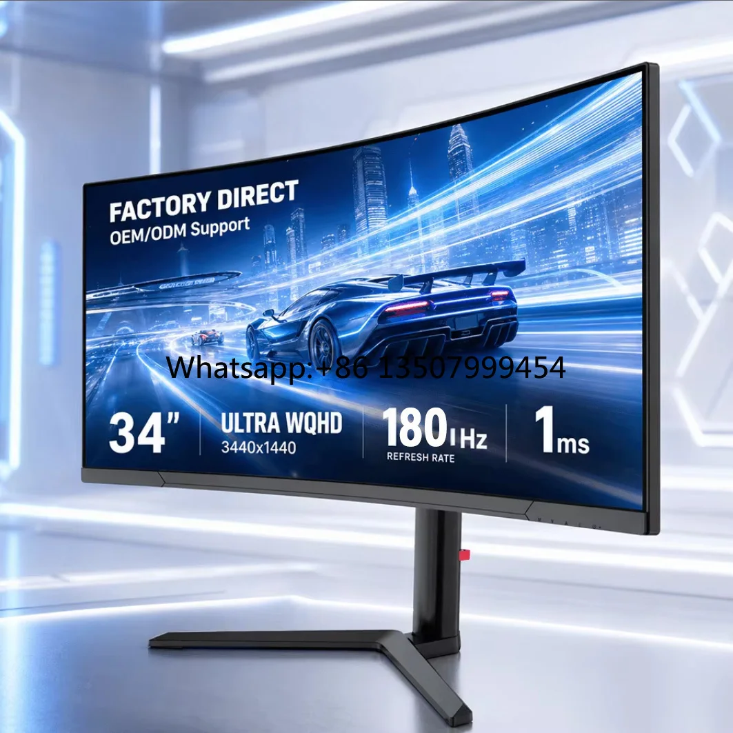 With 21:9 Aspect Ratio Wide Curved Screen 4k Led Screen 180Hz 1ms Height Adjustable Wholesale Gamer Monitor for Gamer