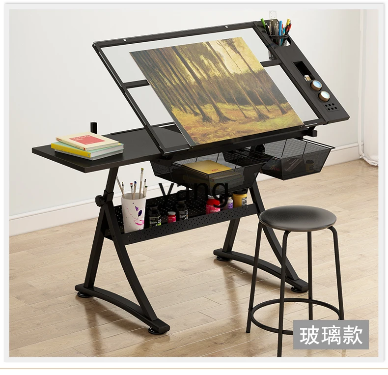 Yjq Adjustable Painting Table Art Drawing Drafting Table Desk Workbench Table