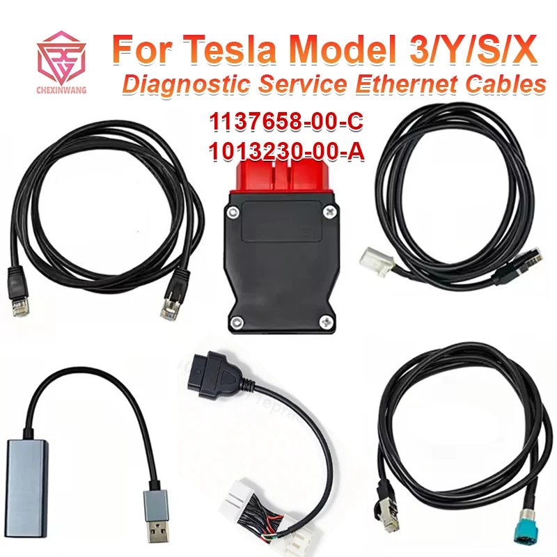 For Tesla Model 3/Y/X/S Ethernet Diagnostic Service Cables 1137658-00-C 1013230-00-A Vehicle Programming Repair Connector