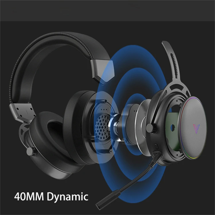Rapoo VH800 Logo personalizzato RGB Gaming 2.4G BT Ricaricabile LED Dinamico Omni Mic Cuffie da gioco wireless