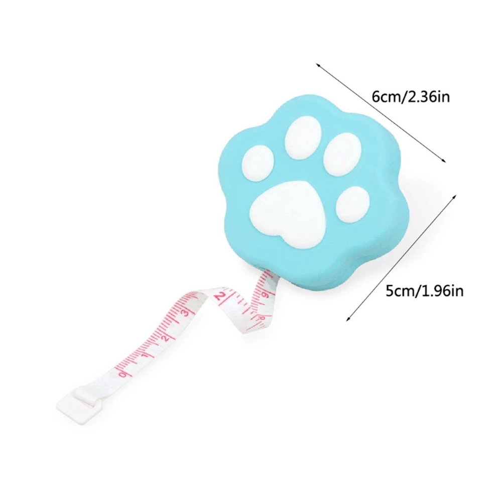 Imagem -06 - Cute Kitten Paw Shape Body Measure Tape Portátil Cartoon Soft Measuring Tape com Lock Pin Push Button Mini Costura Alfaiate Artesanato