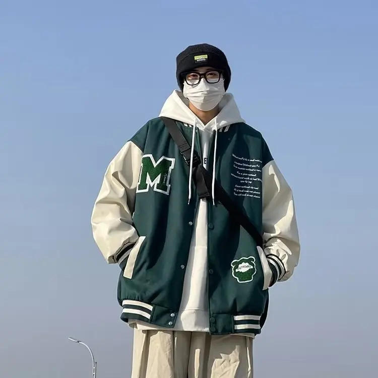 Herren Frühling und Herbst Baseball Uniform y2k Stickerei Baseball Uniform Herren Ins Hong Kong Stil lose lässige Paar Jacke