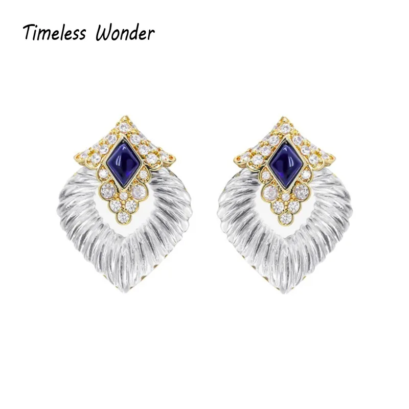 

Timeless Wonder Fancy Zircon Geo Resin Stud Earrings for Women Designer Jewelry Luxury Runway Gift Top Rare Statement 3328