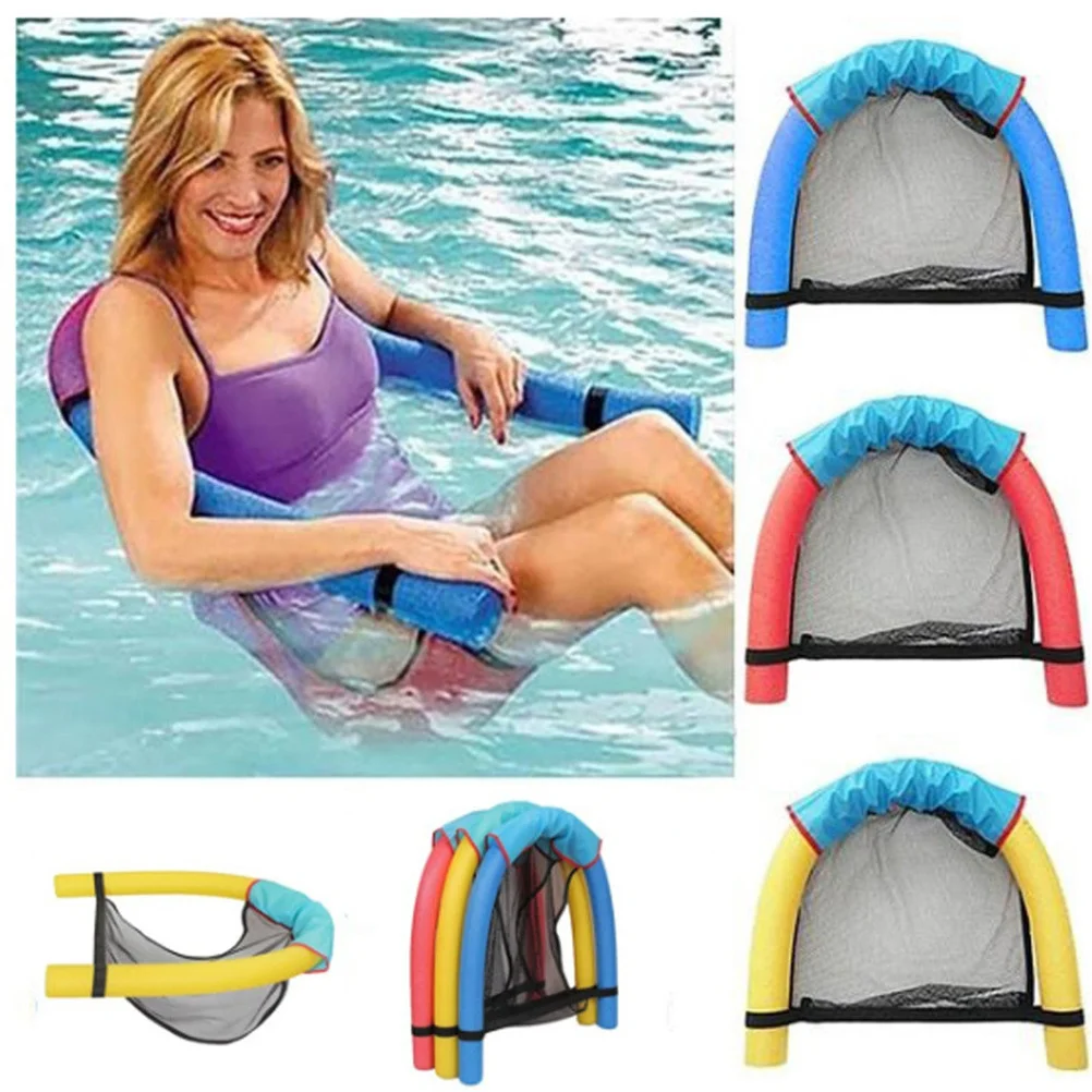 Cadeira flutuante para piscina, assento de macarrão azul para iniciantes, material macio e seguro, relaxante, ajuda para natação, cadeira flutuante para piscina