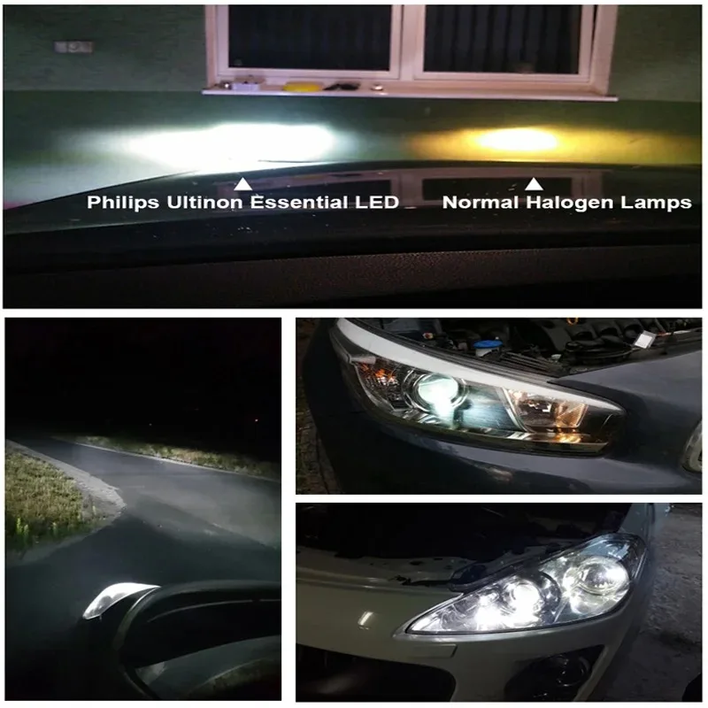Philips Ultinon Essential LED Light H8 H11 H16 6000K 12V LED +100% Bright Auto Headlight HL Beam ThermalCool 11366UEX2,1Pair