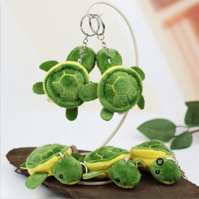 1PCS Cartoon Mini Turtle Plush Toy Tortoise Doll Backpack Keychain Pendant Throwing Catcher Doll 9CM