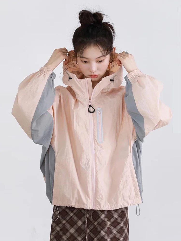 Chaquetas CHIC VEN para mujer, abrigo holgado informal con capucha y protección solar, chaqueta deportiva ligera para mujer, ropa para primavera y verano 2025