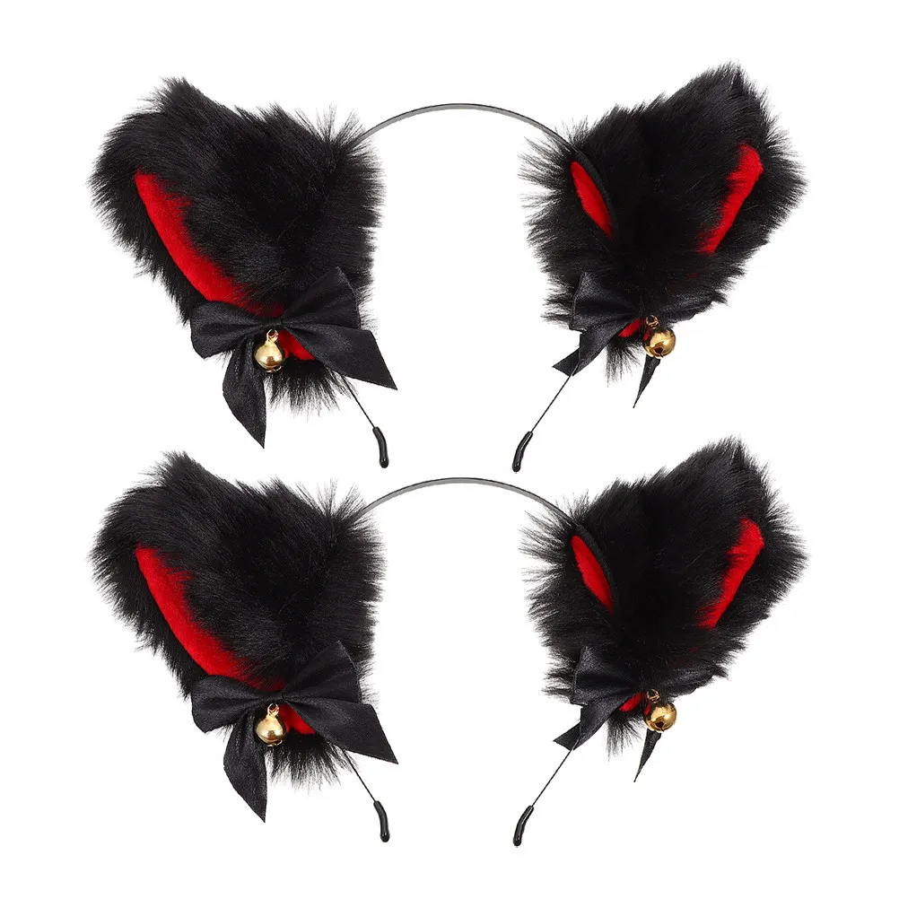 2Pcs Cat Ear Headband One Size Fits Most Party Hair Hoops for Stylish Animal Hair Headwear Holiday Performance