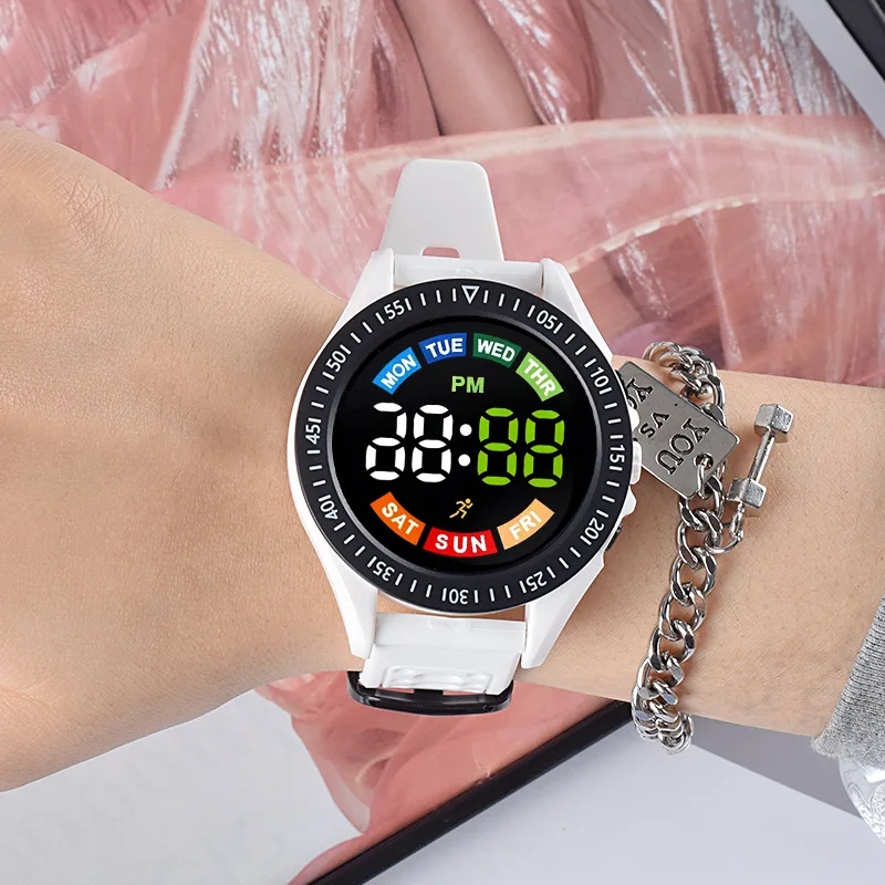 Kinder Horloge Nieuwe Hot Sale Ronde Led Elektronisch Horloge Eenvoudige Mode Sport Multifunctionele Student Elektronisch Digitaal Kind Horloge