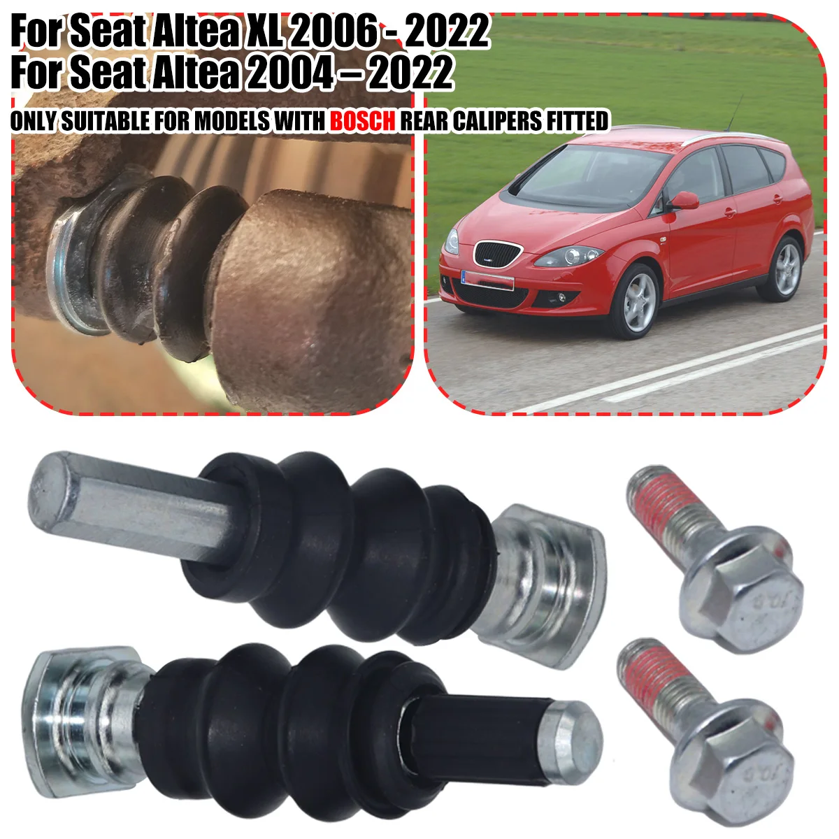 

Rear Brake Caliper Slider Guide Pins Bolt Kit For Seat Altea/ Altea XL Left Right Disc Housing Bellows Sleeve Bushing Boot Seal