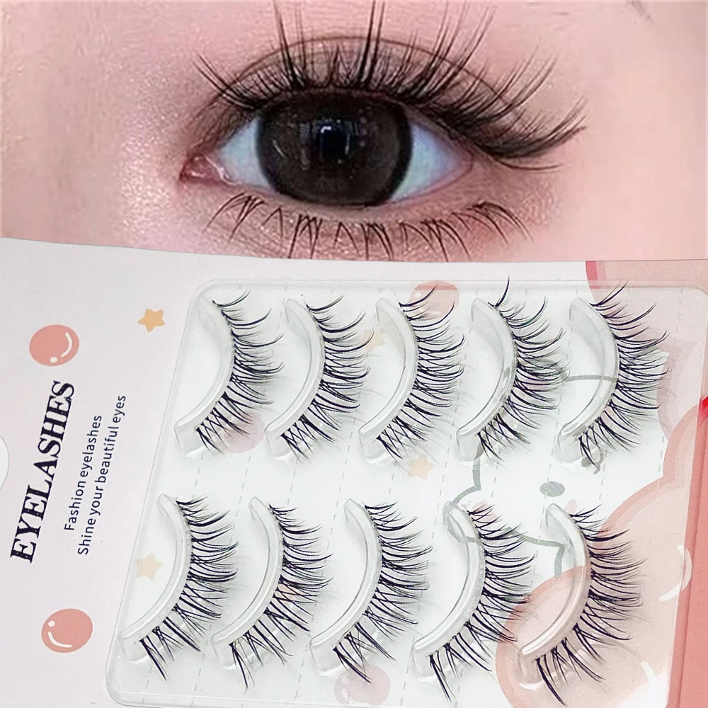 ขนตาปลอมโปร่งใสแบบยุ่งเหยิงพิเศษ 5 คู่ ขนตาการ์ตูนน่ารัก เหมาะสำหรับใช้ในชีวิตประจำวัน เป็นธรรมชาติและนำกลับมาใช้ใหม่ได้