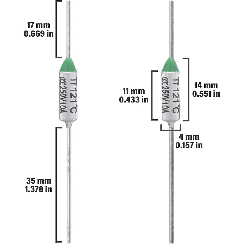 حزمة من 10 الصمامات الحرارية TF 121 درجة مئوية 10A 250V AEC121E مصهر درجة الحرارة 121 ° C الصمامات الحرارية الصمامات الحرارية #2