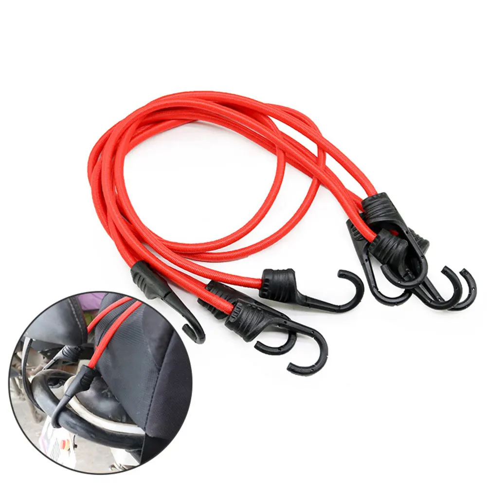 30/45/60cm Bicycle Cargo Strap With Plastic-Coated Hooks Elastic Bungee Cord For Luggage Rack Nylon Sheath Tie-Down For Cycling