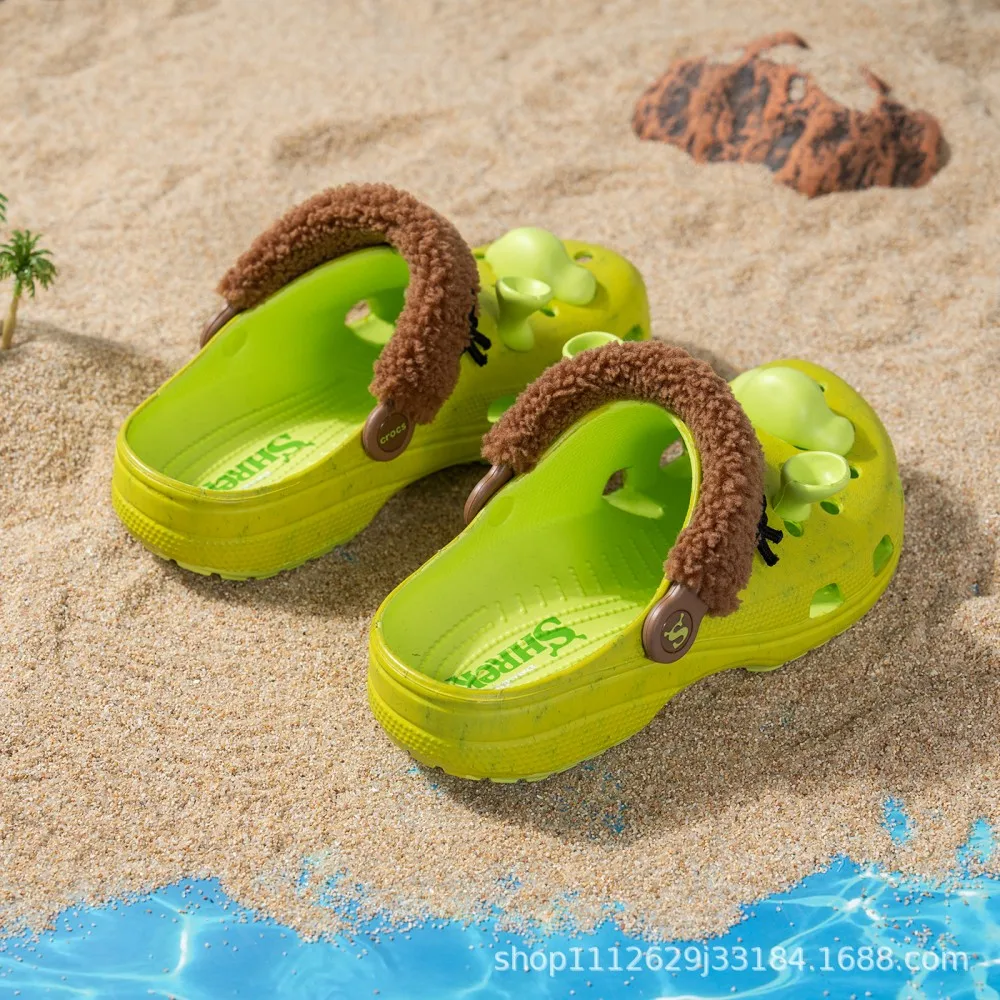 Pantuflas de Dibujos Animados, Sandalias Impermeables de Eva para Exteriores, Diseño de Monstruo Shrek, para Adultos, Casuales, para la Playa, con Correa en el Tobillo, Regalo