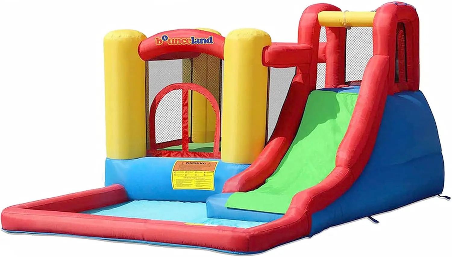 Large Inflatable Bounce House with Water Slide, Pool, Basketball Hoop & Climbing Wall - UL Certified Blower Included