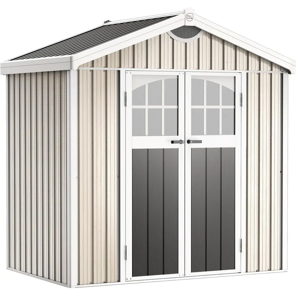 

Прочный металлический навес 6x4 для хранения на открытом воздухе с наклонной крышей и запирающейся дверью, идеально подходит для патио и заднего двора