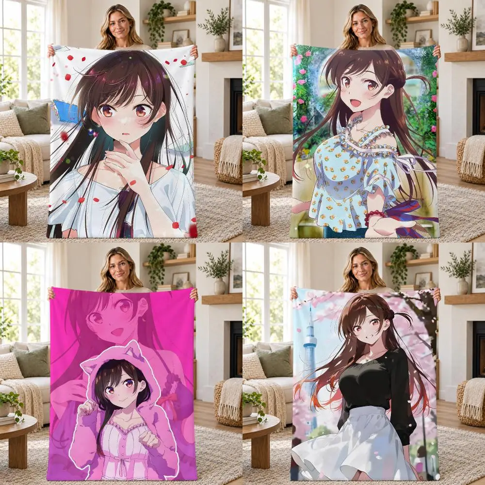 Anime Popular Rent-A-Girlfriend Throw Soft Warm Flannel Throw Blanket for Sofa Bed Office Home Holiday Gift All Season
