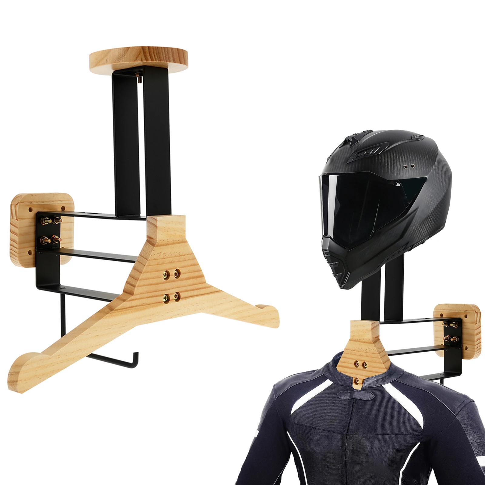 Wall Mount Motorcycle Helmet Holder Wood Coat Hats Display Hanger Bike Motorcycle Helmet Storage Plate Rack Accessories