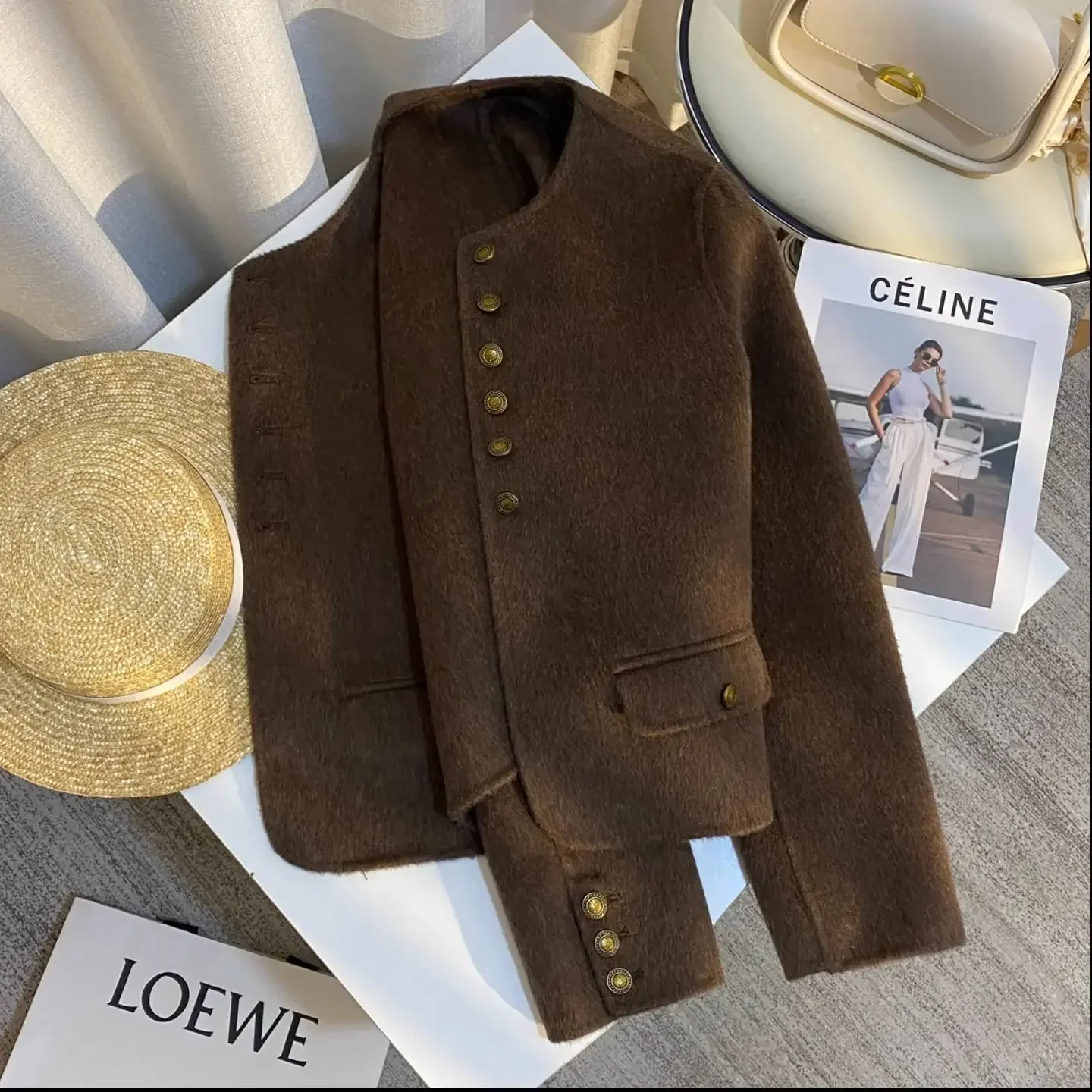 Temperament line ~ French small fragrant wool coat female autumn and winter double-sided loose short penny level feeling coat