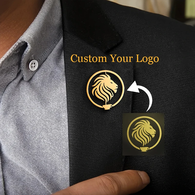 قم بتخصيص شعارك بروش مخصص موظف الشركة بروش 304L دبوس من الفولاذ المقاوم للصدأ 0 شارة معدنية حساسية هدية مخصصة أنيقة #1