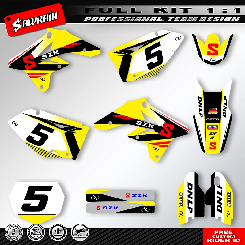 

Sawrain Motorcycle Sticker Custom Team Graphics Decals Kit For SUZUKI RMZ250 2007 2008 2009 006