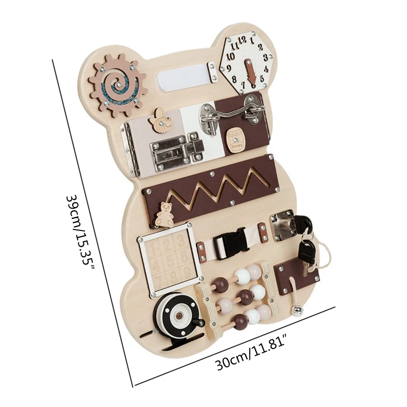 Tablero de actividades Montessori para bebé, juguete de oso ocupado, aprendizaje temprano, juguete de viaje, regalo para bebé de 2, 3, 4, habilidad de vida práctica, N1HB