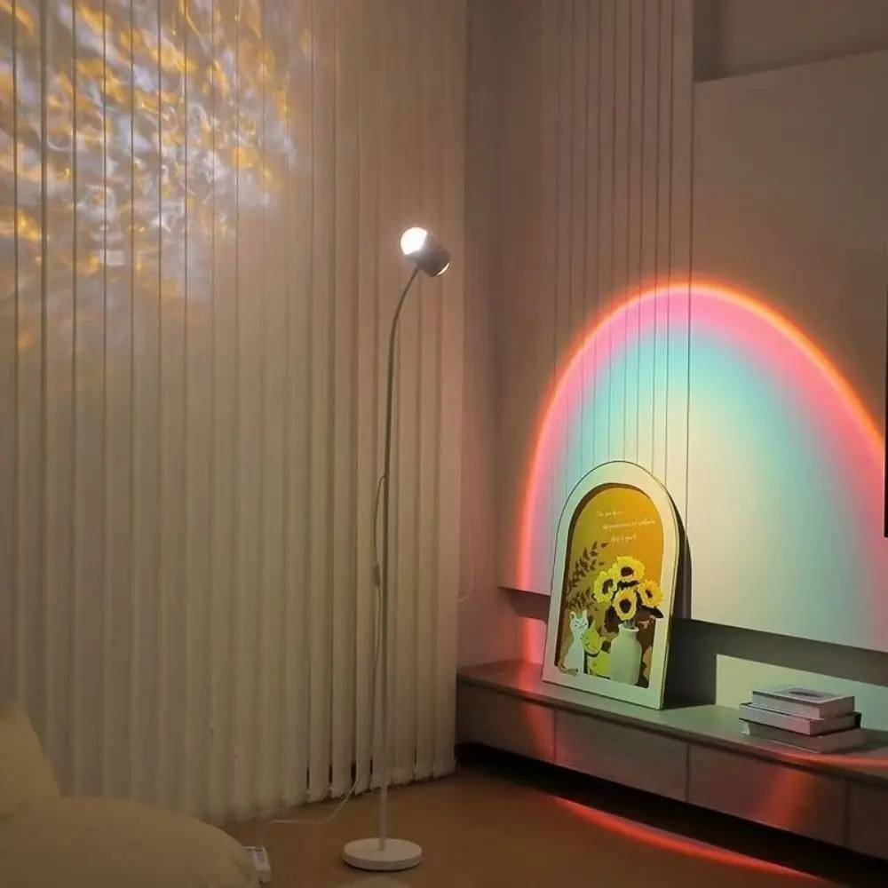 جودة عالية 16 لون مصباح تموج الماء 360 °   دوران ثنائي الرأس تصميم أضواء LED زر التحكم مصباح غروب الشمس البث المباشر