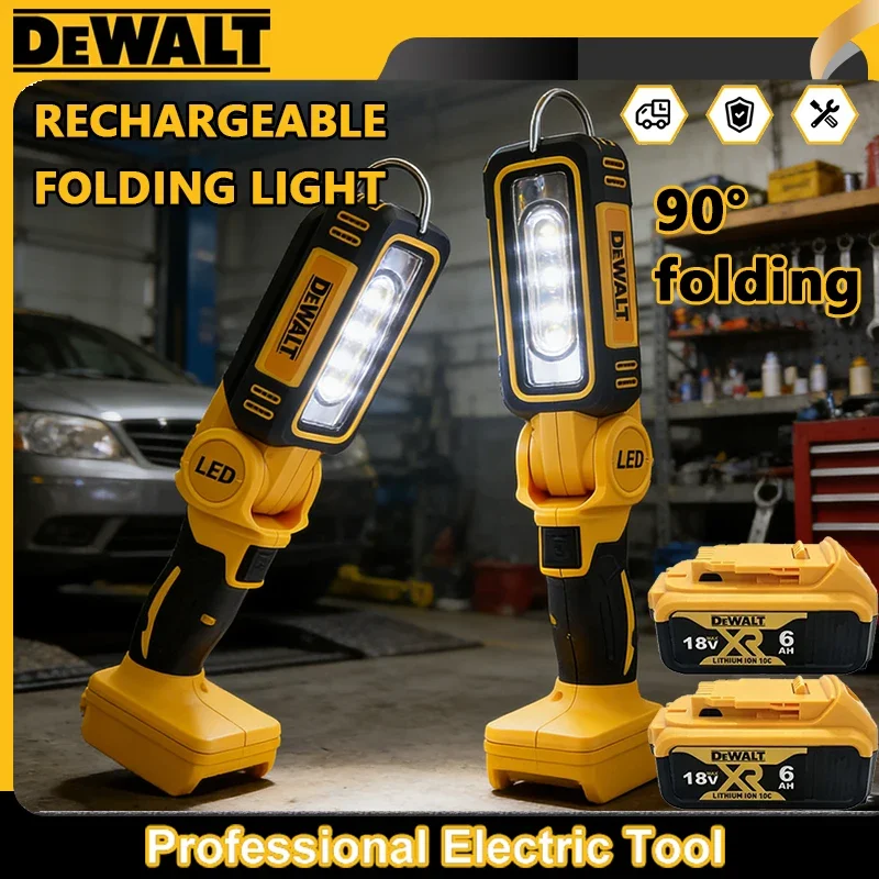 

Многофункциональный складной рабочий фонарь DEWALT 18V с литиевой батареей, 90 градусов, портативный, для кемпинга, аварийный фонарик, для автосервиса