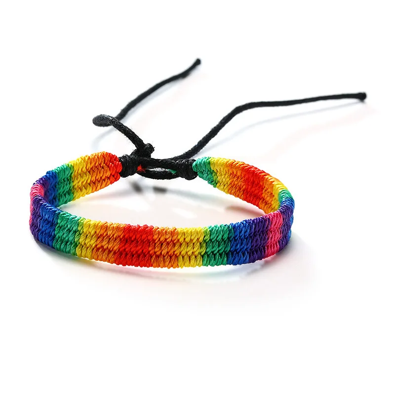 Bracelets arc-en-ciel tressés LGBT Pride Gay Lesbian, taille réglable