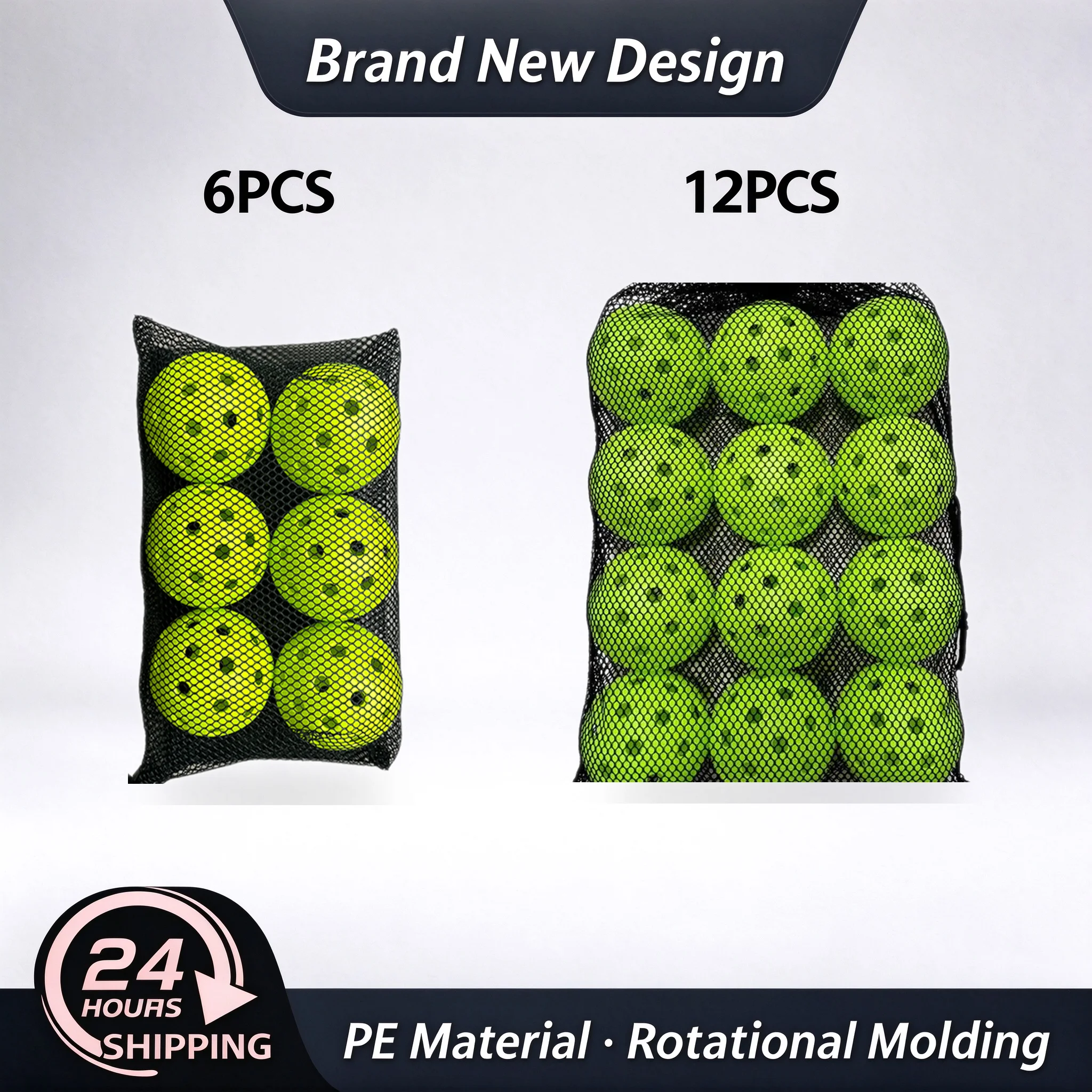 Outdoor Pickleball Balls 40 Holes 74mm 26g Each Durable Competition Tournament 12 Pcs 6 Pcs Pack Pickleball Accessories