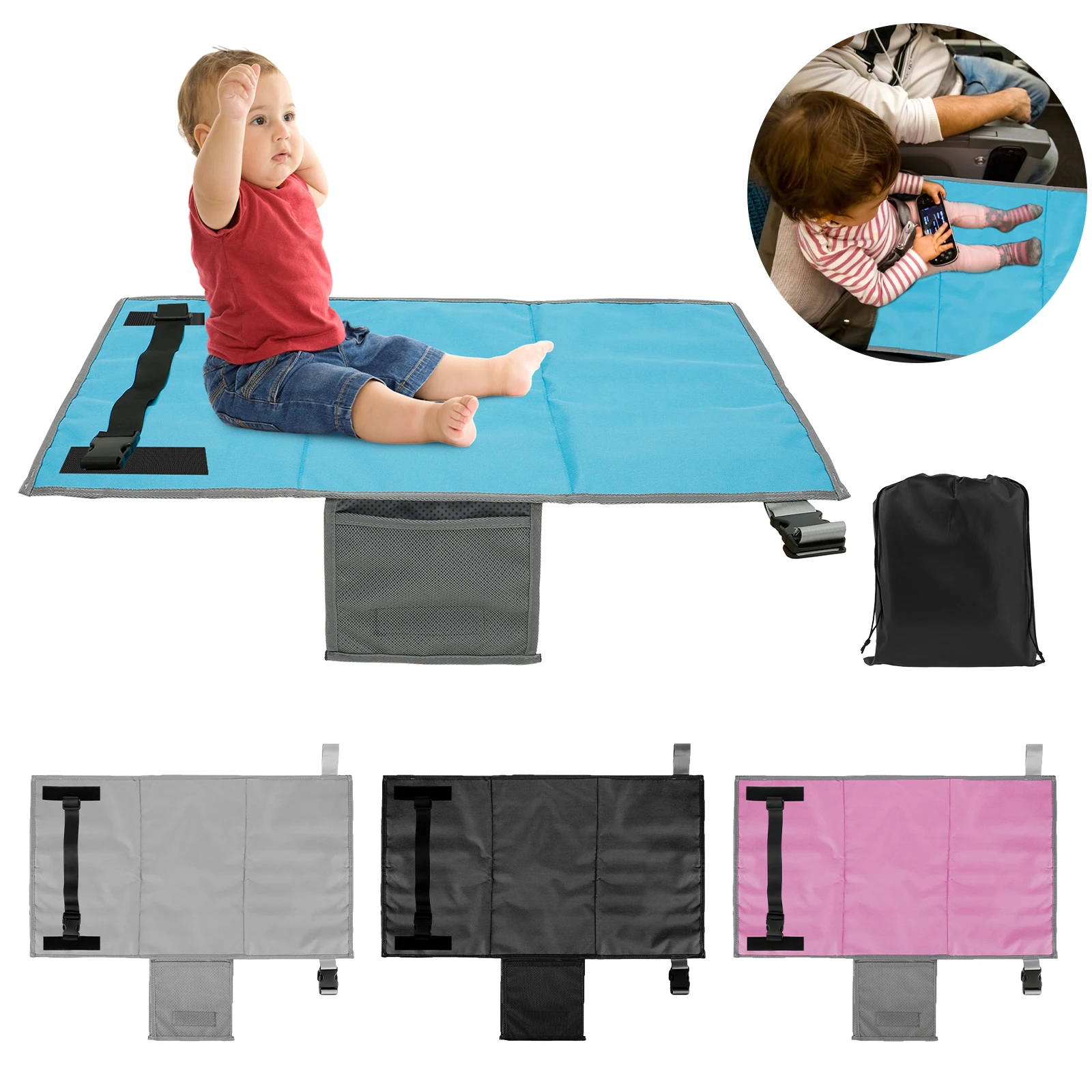 Portable Kids Travel Airplane Bed Foldable Toddler Airplane Seat Extender Airplane Foot Hammock Seat Extender Leg Rest For Kids