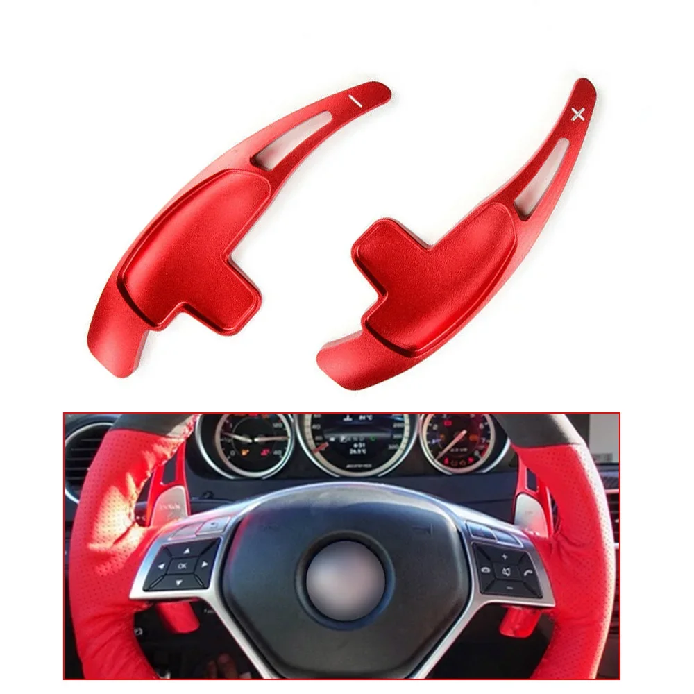 For Mercedes Benz Paddle Shifter Extension Aluminum Alloy Shift Paddle C63 E63 A45 C65 GLA45 SL63 W176 A45 AMG Before 2014 Red