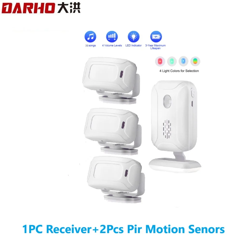 Darho Wireless Doorbell36Ringtones Remote 4 Colours LED Security Alarm Outdoor House Welcome Bell Home Door Bell Chime