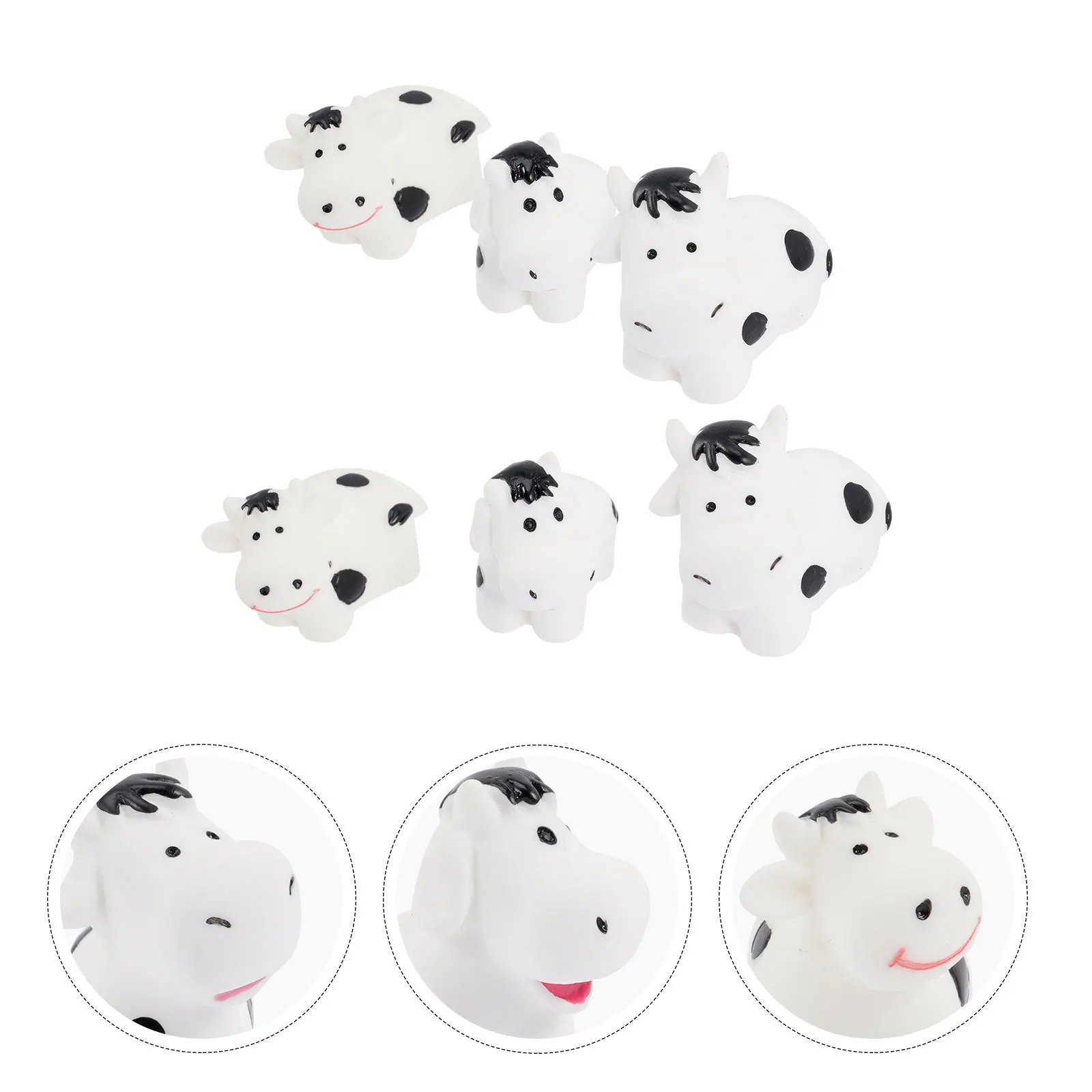 

6pcs Miniature Cow Resin Craft Small Animal For Cake Decor Home Room Decoration Micro Landscape Accessory Tiny Cow