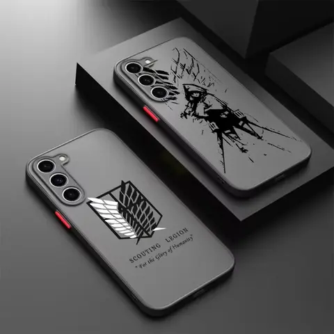 Attack On Titan Art Hot Frosted Translucent For Samsung Galaxy S24 S23 S22 S21 S20 FE S10 S9 S8 Plus Ultra Pro 5G Funda