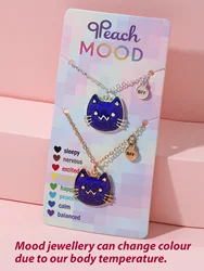 2Pcs/Set Cartoon Cat Butterfly Turtle Temperature-Sensitive Color Changing Pendants Girl Children's Friendship Gift Necklace