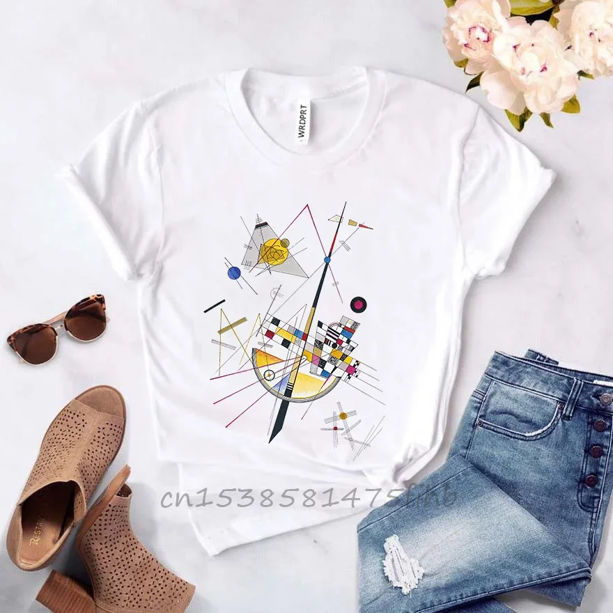 Soft Premium Vassily Kandinsky Mild Tension Print Shirt Vintage Style Delicate Tension (1923) Novelty Tshirt Summer Top Tees