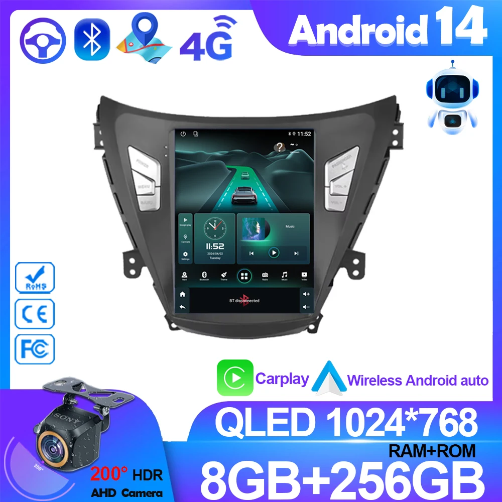 For Hyundai Elantra Avante 2011 - 2013 9.7 inch Android 14  Auto Radio Multimedia player GPS Navigation Stereo Wireless Carplay