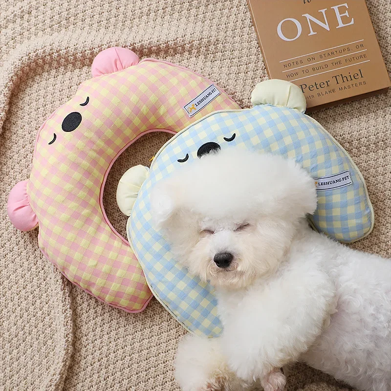 Almohada de dos colores para perro, colchoneta para dormir a cuadros INS de oso bonito para mascotas, juguete para dormir desmontable y lavable, otoño e invierno