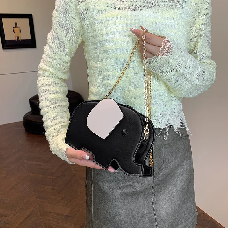 

Cute Small Bag 2024 New Cartoon Shoulder Bag Cute Elephant Versatile Small Round Bag PU Crossbody Bag