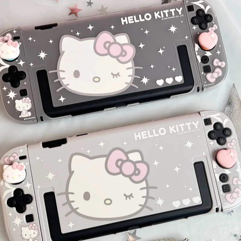 2026 NS2 Protective Shell Geekshare Switch 2 Protective Case Cute Hello Kitty Split Type Semi Transparent Shockproof Hollow